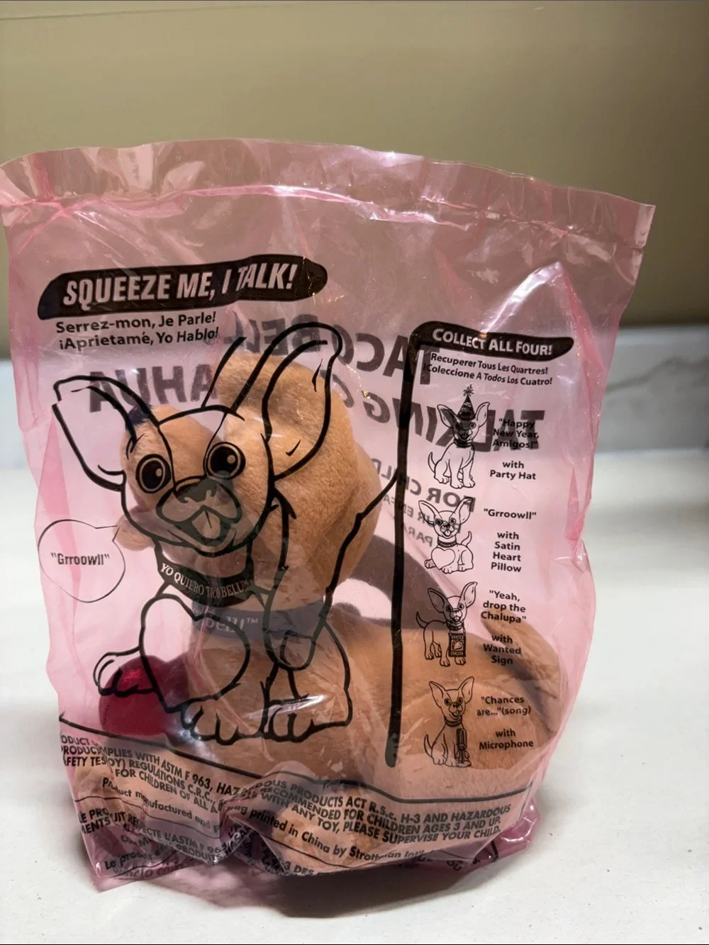 Plush Chihuahua Dog Squeeze Toy - Pink